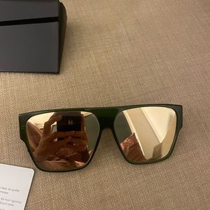 Dior green mirror oversized glasses w/ box and papers